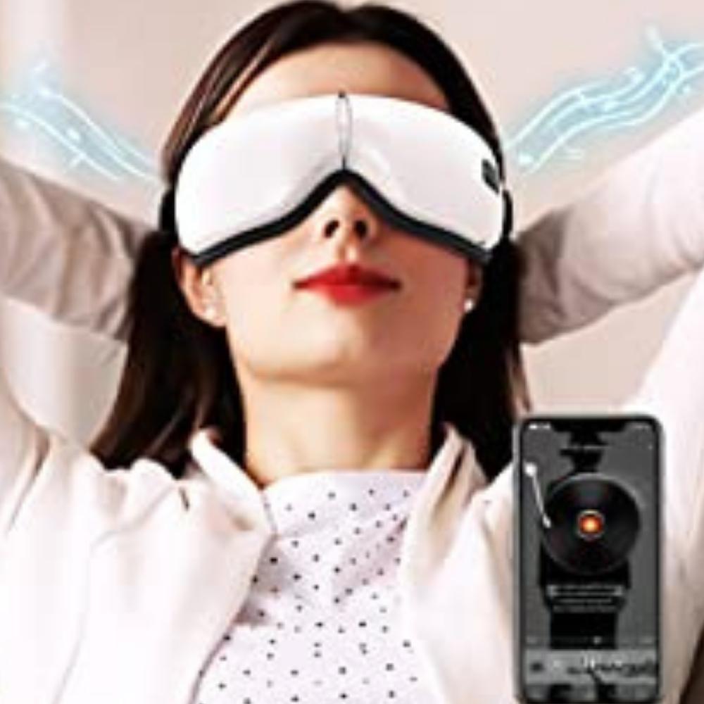 White folding eye massager with adjustable strap